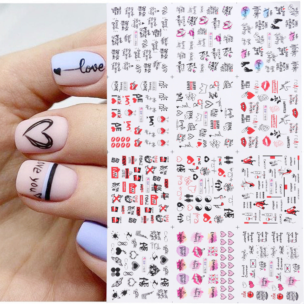 Hot Sale Love Lip Print Letter Nail Sticker