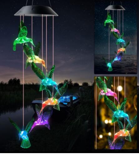 Color Changing Solar Power Wind Chime Crystal