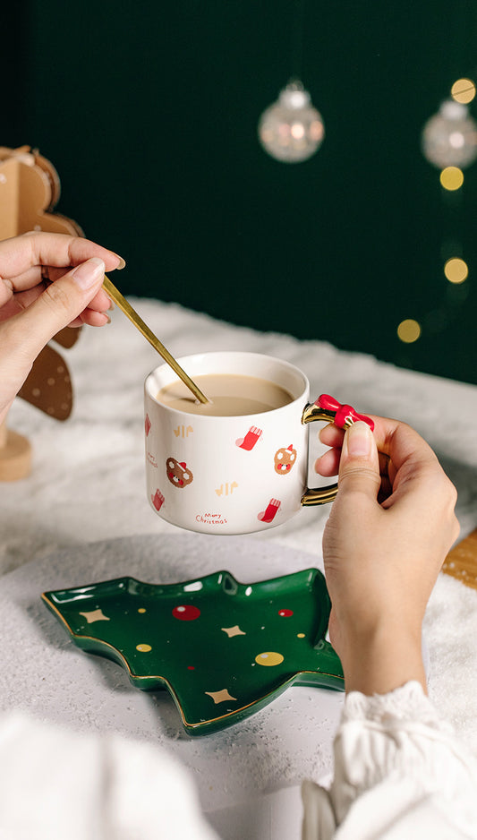Christmas Coffee Cup And Saucer With High Value