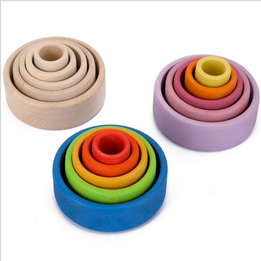 Rainbow blocks stacking bowl