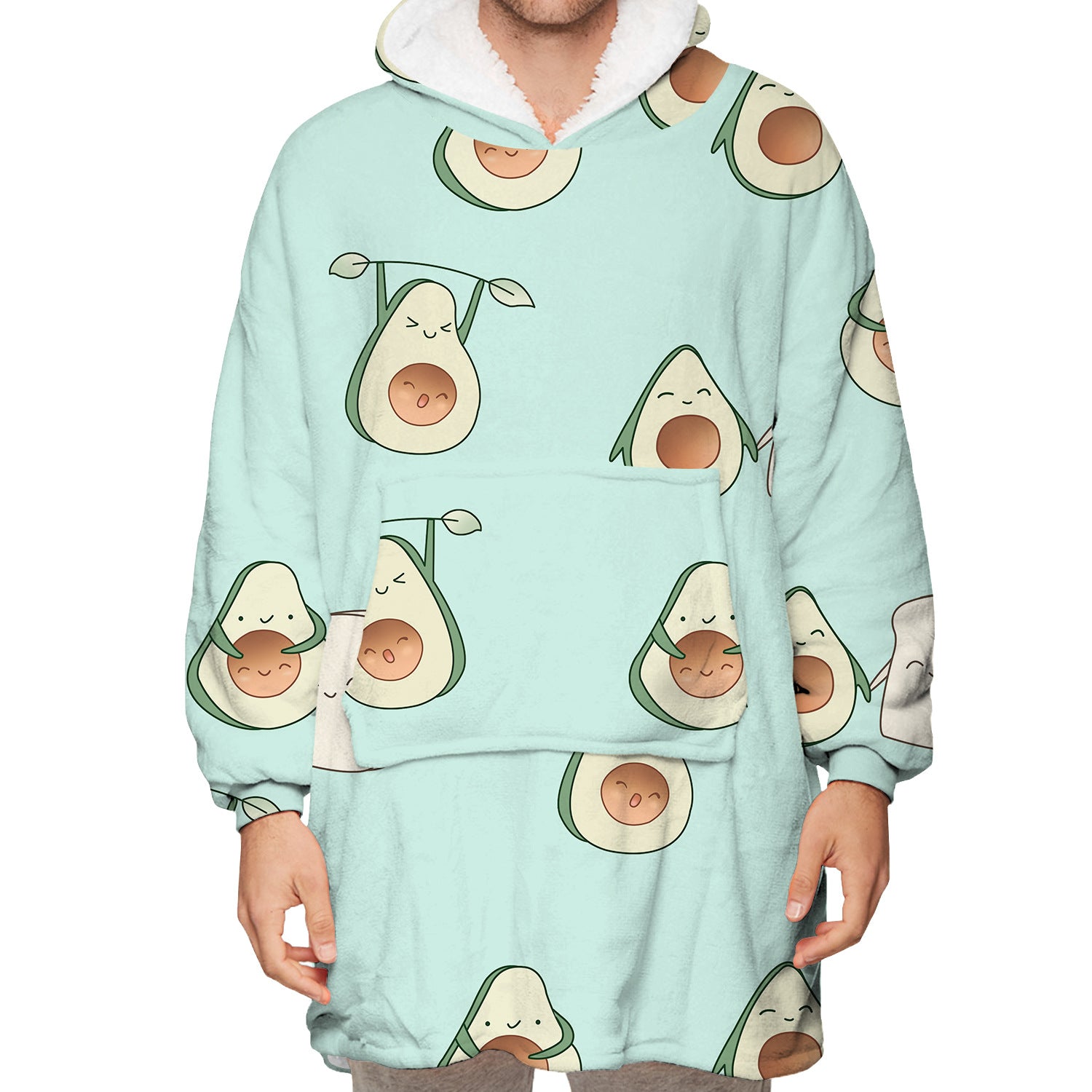 Couple Avocado Digital Printing Long Sleeve Homewear