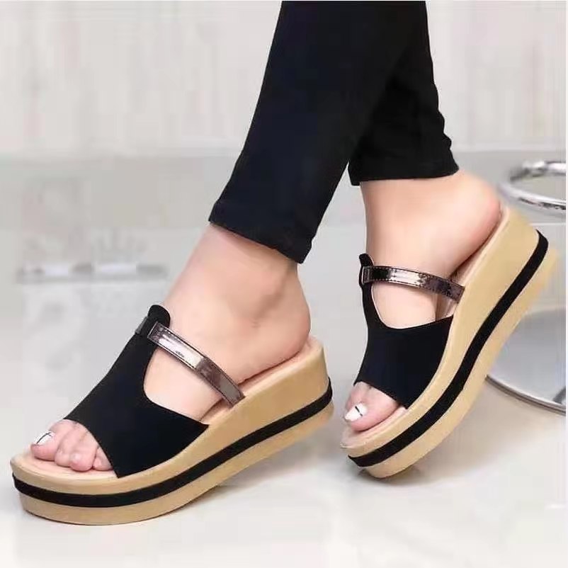 Platform Fish Mouth Wedge Sandals And Slippers