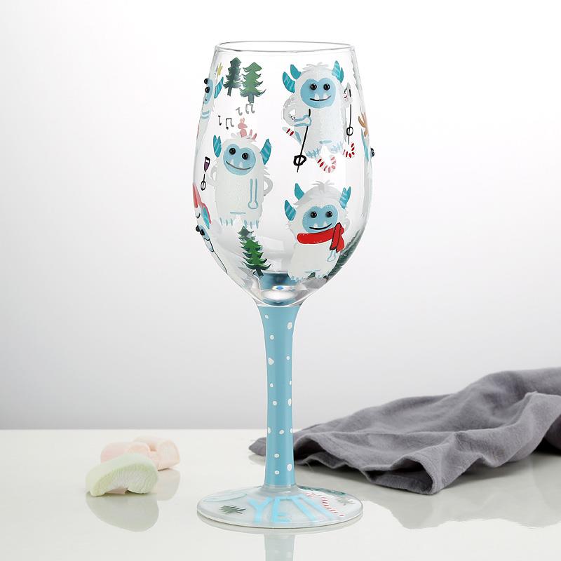 Hand-painted Crystal Wine Glasses Goblets For A Christmas