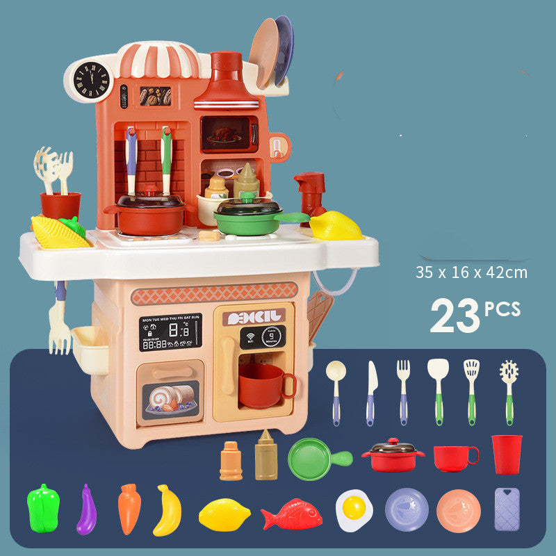 Children's Play House Tableware Table Light and Music Loop Water Cooking Girl Simulation Kitchen Toy Set