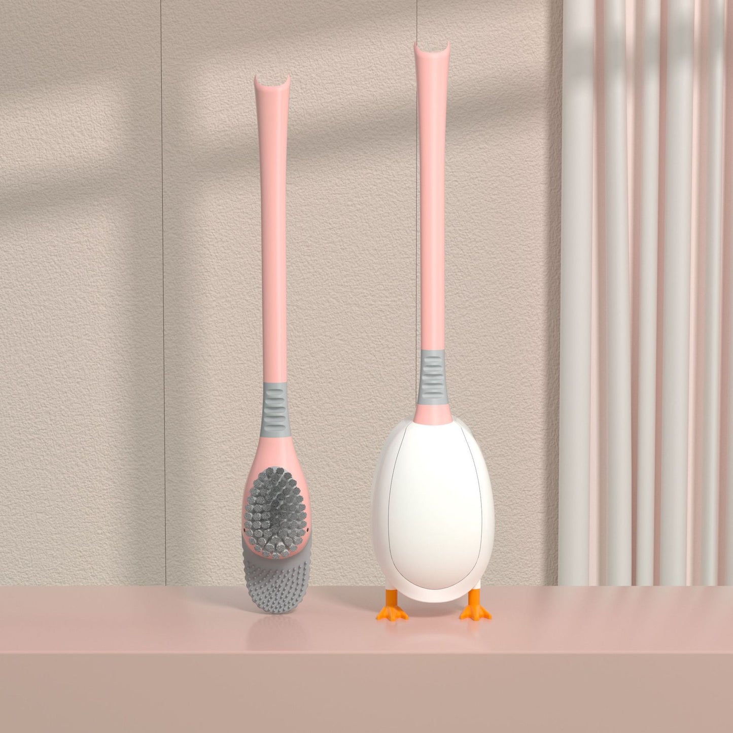 Diving Duck Toilet Brush Without Dead Angle Long Handle Soft Hair Toilet