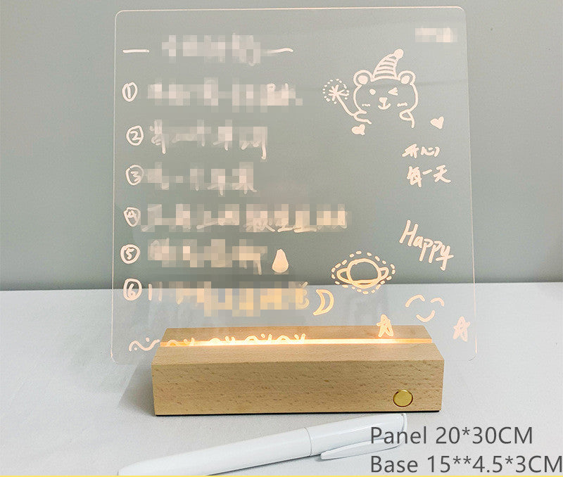 Transparent Luminous Acrylic Note Board Erasable Message Small Whiteboard