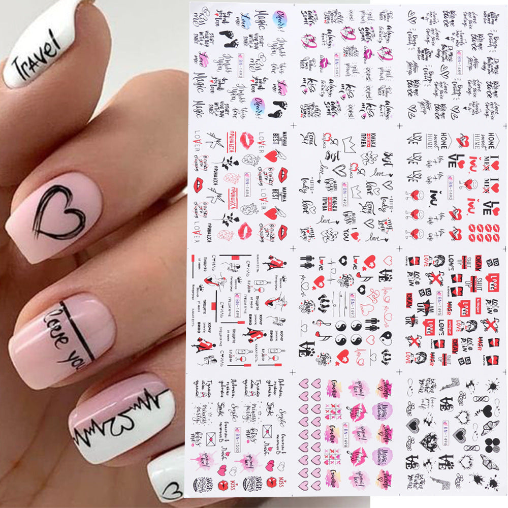 Hot Sale Love Lip Print Letter Nail Sticker