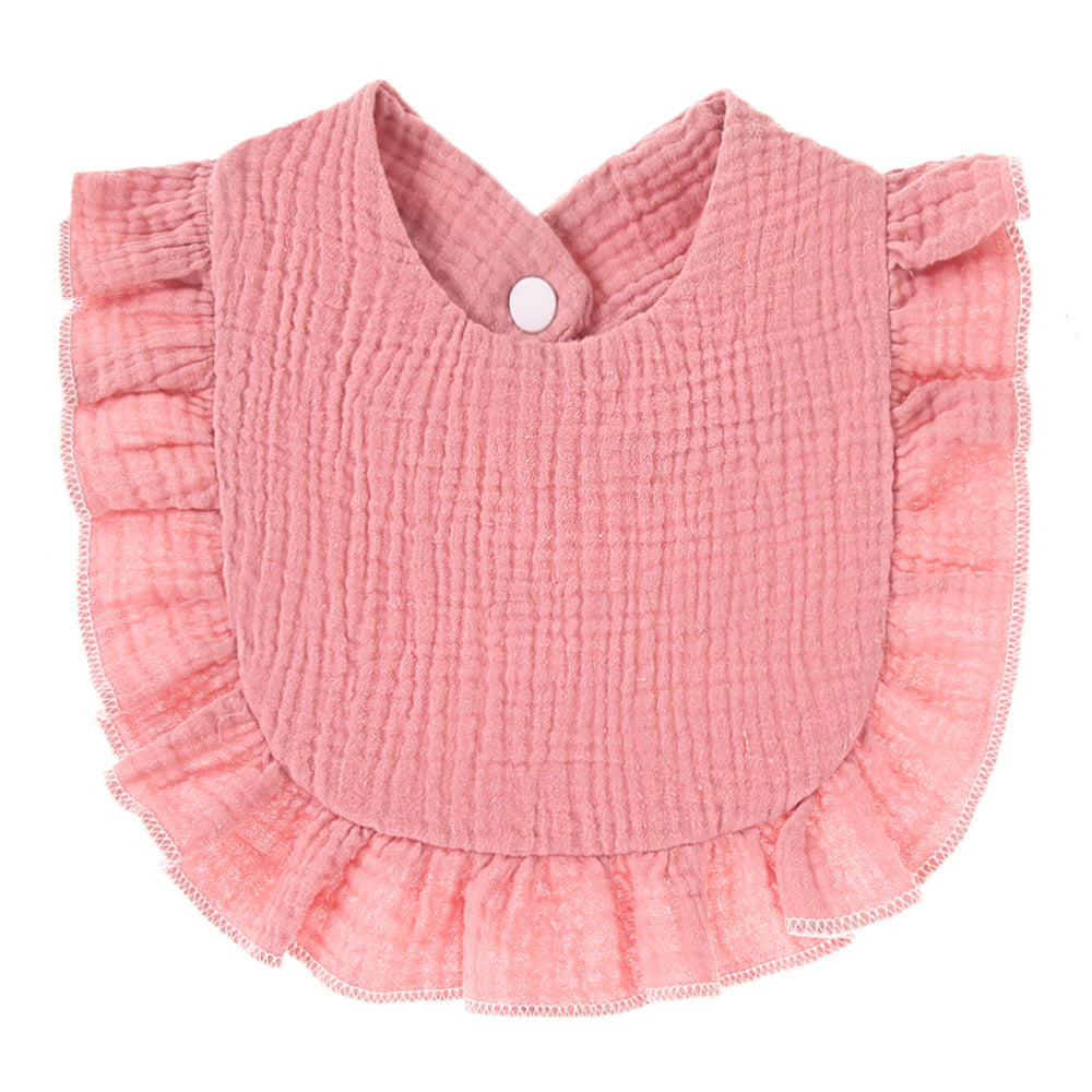 Ruffled Cotton Gauze Lace Bib Saliva Pocket