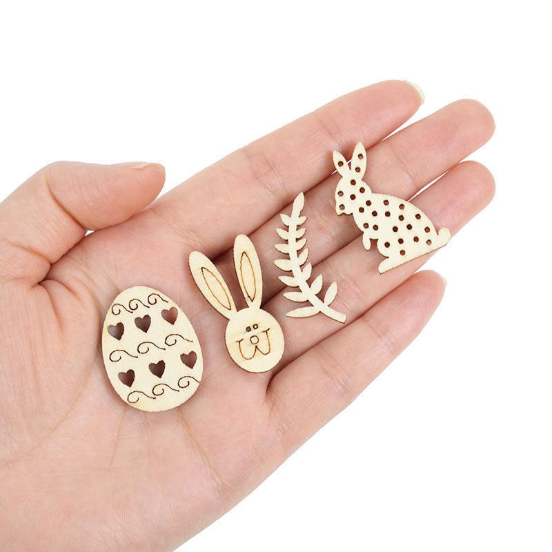 Easter Party Crafts Decoration Creative Home Decoration DIY Handmade Rabbit Spot Wood Piece