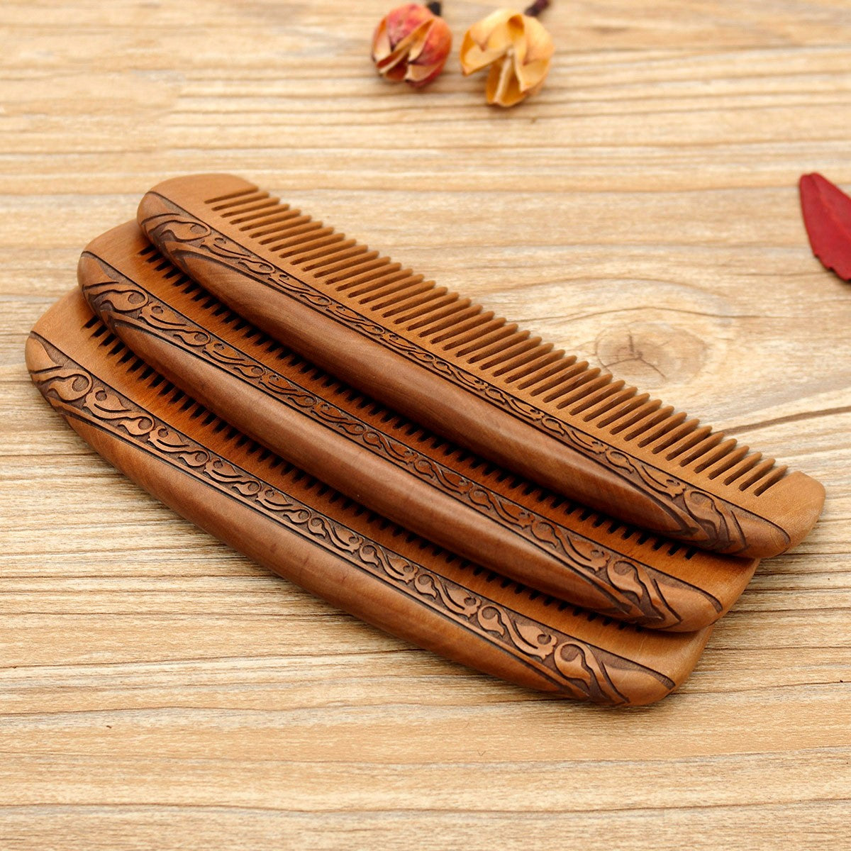 Carving series peach wood comb