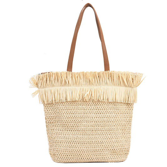 Travel Rattan High Capacity Tassel Designer Big Straw Bags For Women 2022 Trend Summer Fashion Wicker Shoulder Bag Beach Handbag