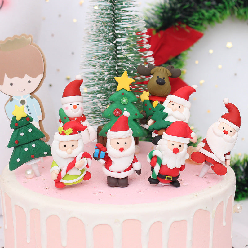 Fashion Christmas Soft Pottery Cake Decoration Plug-in