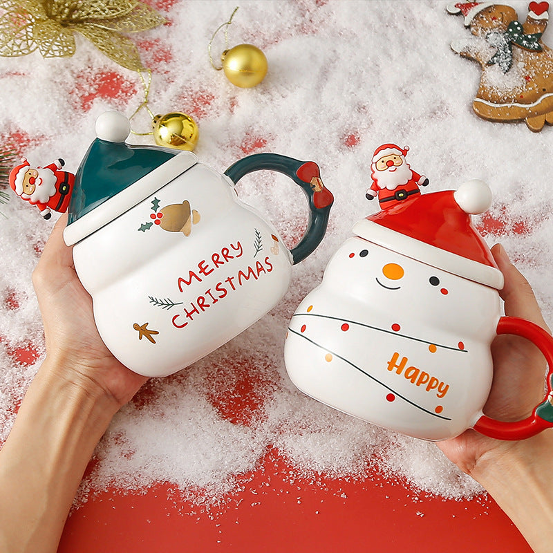 Cartoon Christmas Ceramic Mug Large Capacity