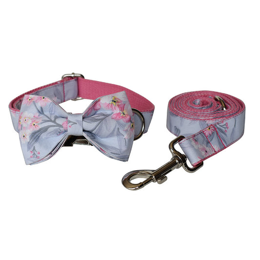 Ink Painting Print Pet Dog Collar Leash Bow