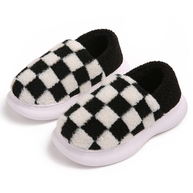 Checkerboard Cotton Shoes Plus Velvet Thick Cotton Mop