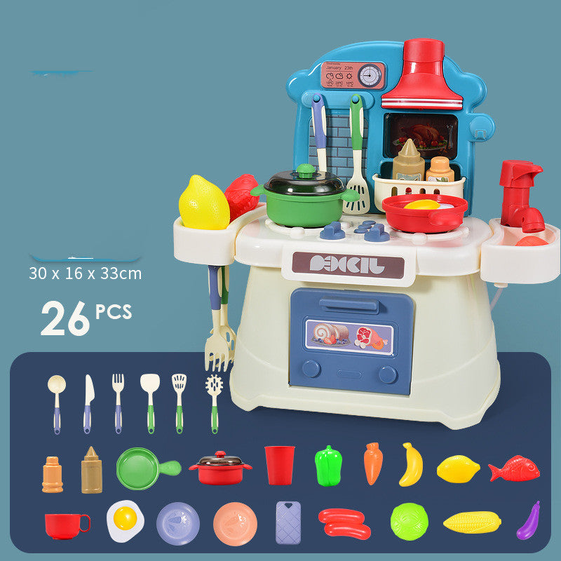 Children's Play House Tableware Table Light and Music Loop Water Cooking Girl Simulation Kitchen Toy Set