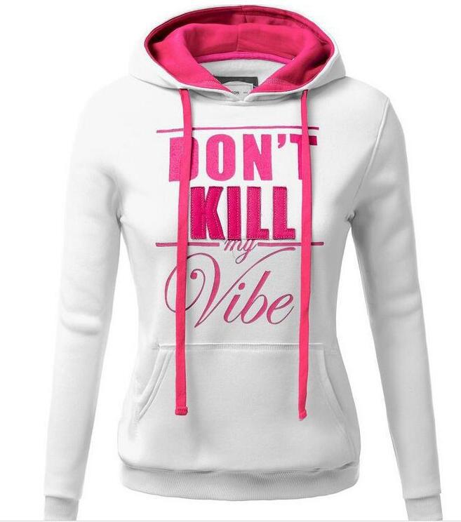 Casual Hooded Long Sleeve Slim Letter Sweatshirt