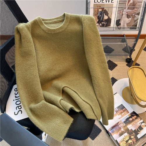 Soft Glutinous Raccoon Velvet Round Neck Sweater Female