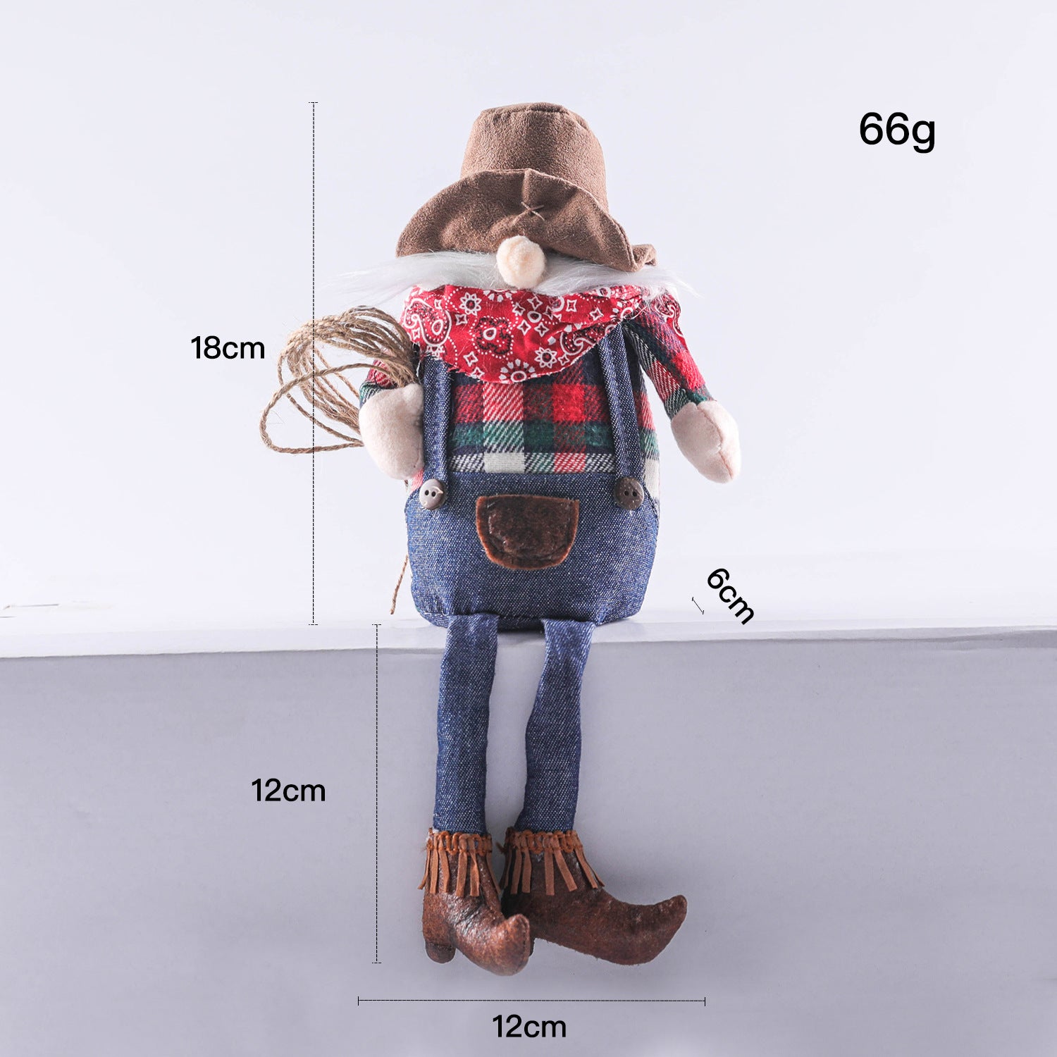 Western Cowboy Style Long Legs Rudolph Faceless Doll