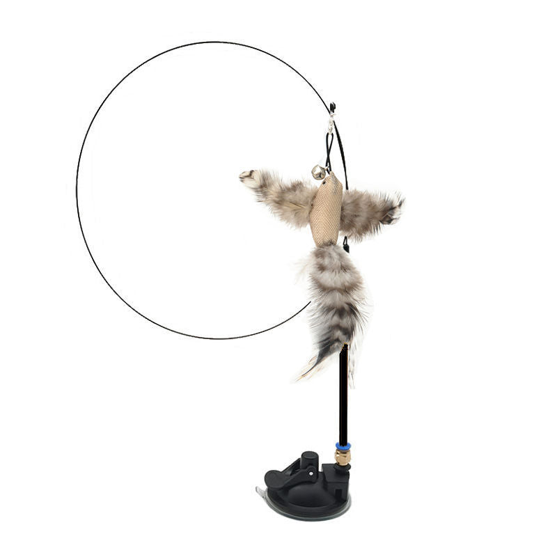 Steel Wire Feather Funny Cat Stick Long Rod