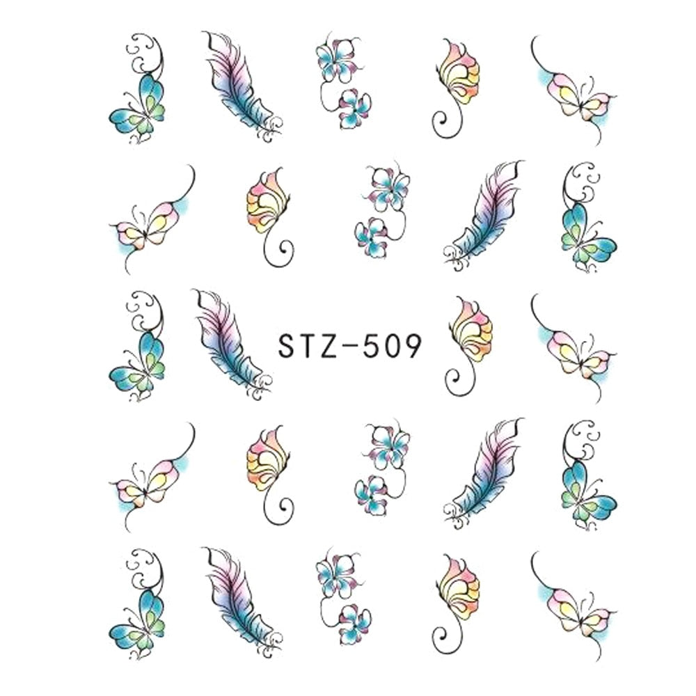 1pcs Nail Sticker Butterfly Flower Water Transfer Decal Sliders for Nail Art Decoration Tattoo Manicure Wraps Tools Tip JISTZ508