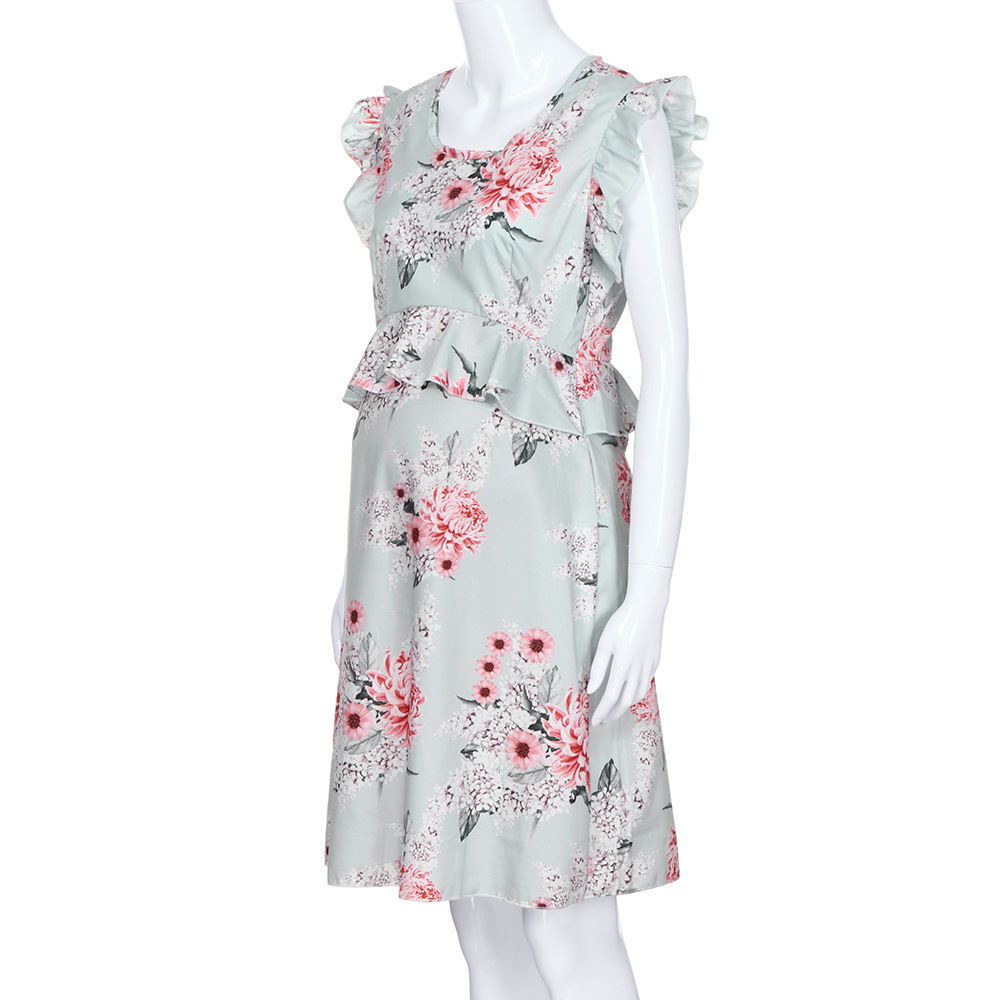 Women Sleeveless Maternity Dress Casual Flower Print