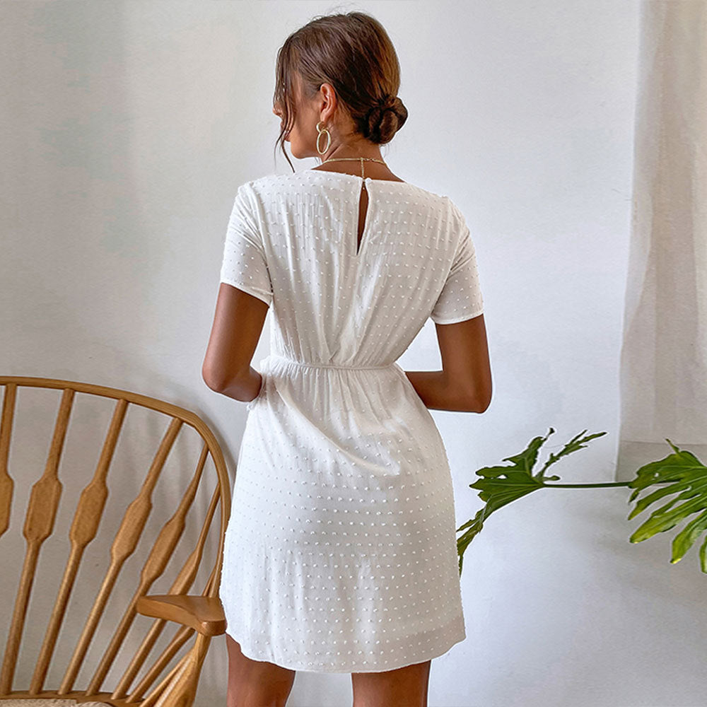 Women's Short Sleeved Buttock Dress