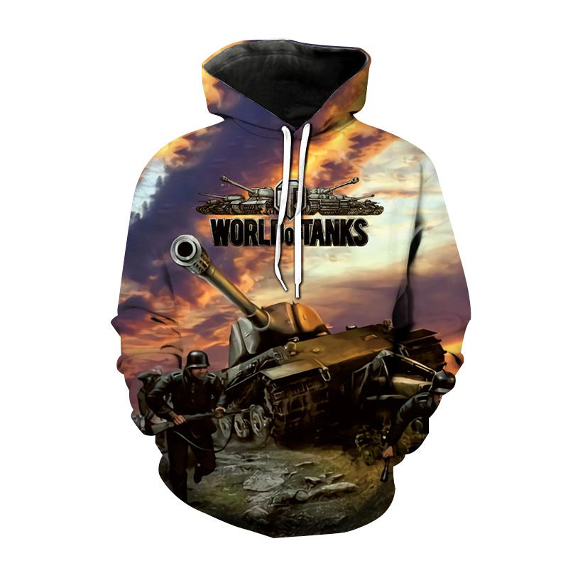 Boy Sweatshirt 3D Tank Gun Theme Hoodie