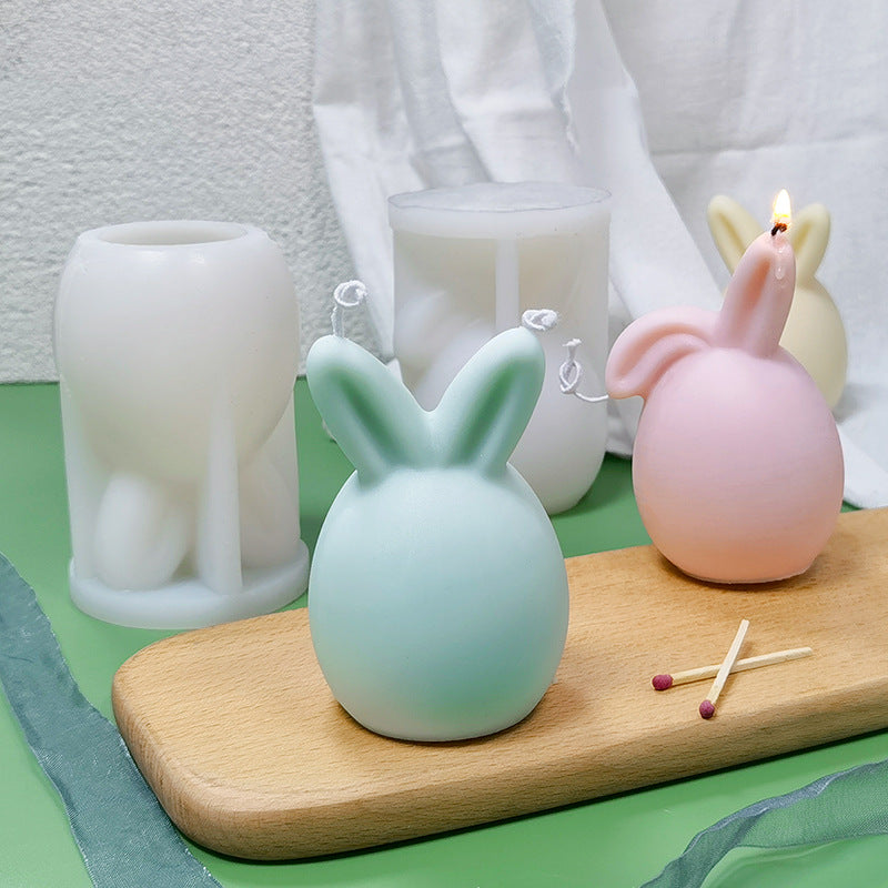 Easter Faceless Rabbit Head Baking Cake Mold DIY Ornaments Aromatherapy Candle Sitting Rabbit Silicone Mold