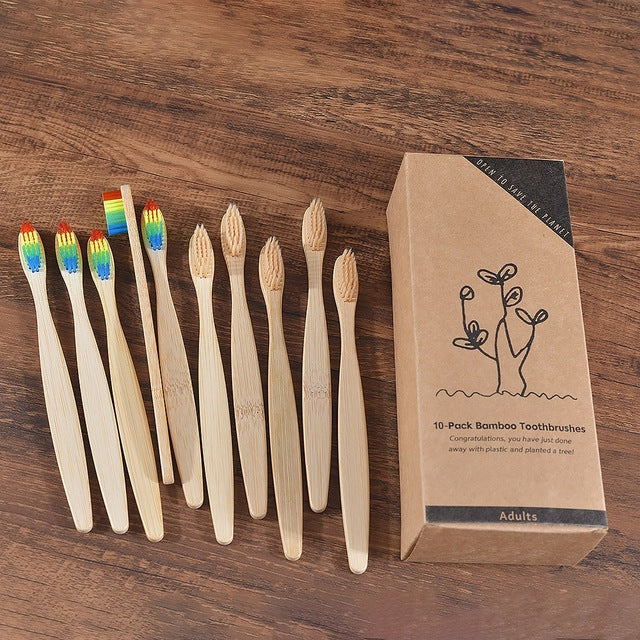 New Design Mixed Color Bamboo Toothbrush Eco Friendly Woode