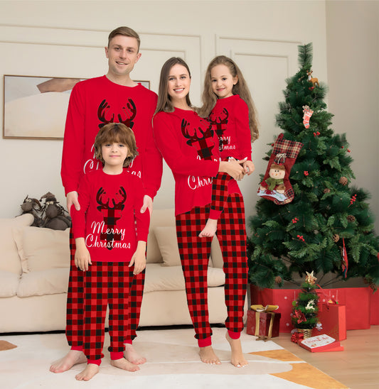 Christmas Family Matching Pajamas Set Christmas Holiday PJs Elk Top Pants Set Pajamas For Family Adult Kids Baby