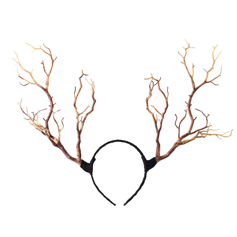 Hair Accessories Vintage Women Halloween Fairy Tale Flower Feathers Headband Retro Tree Branch Deer Ears Antlers Head Bands