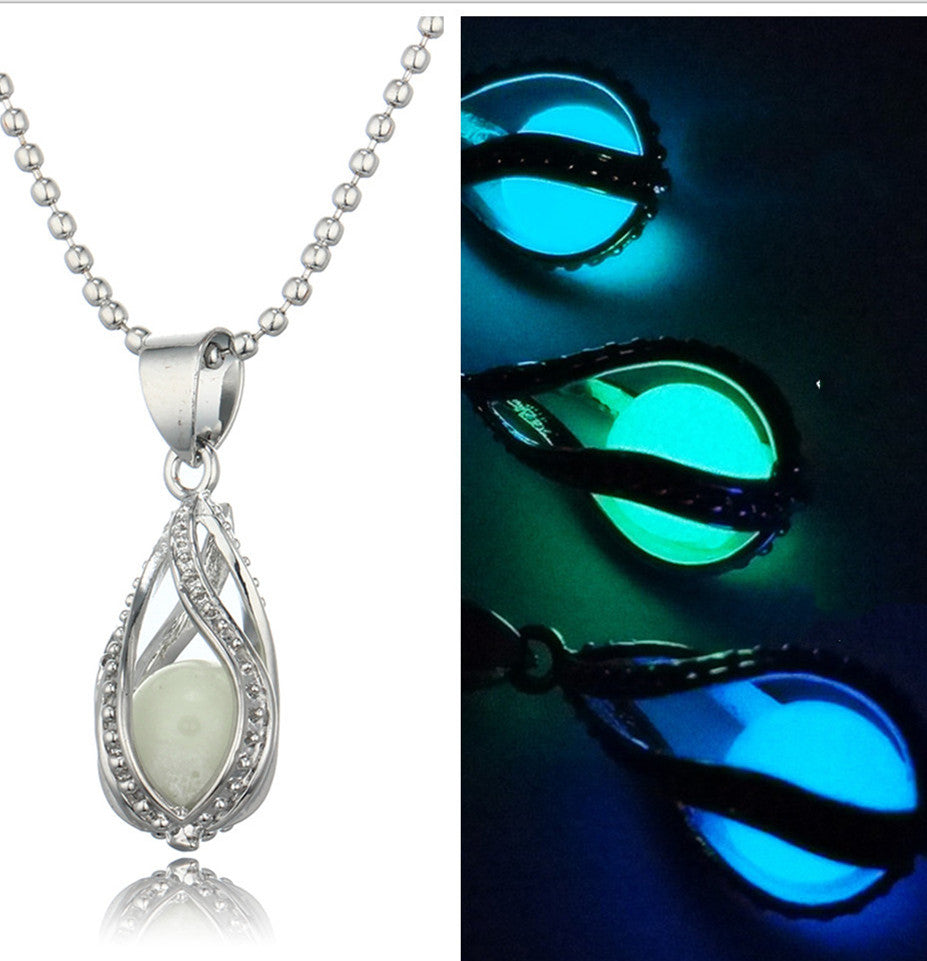 Halloween Diy Glow-in-the-dark Spiral Water Drop Necklace