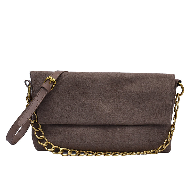 Winter Velvet Handags Metal Chain Women Shoulder Bag Soft Clutch Solid Color Shoulder Bags For Womne Canvas Flap Crossbody Bags