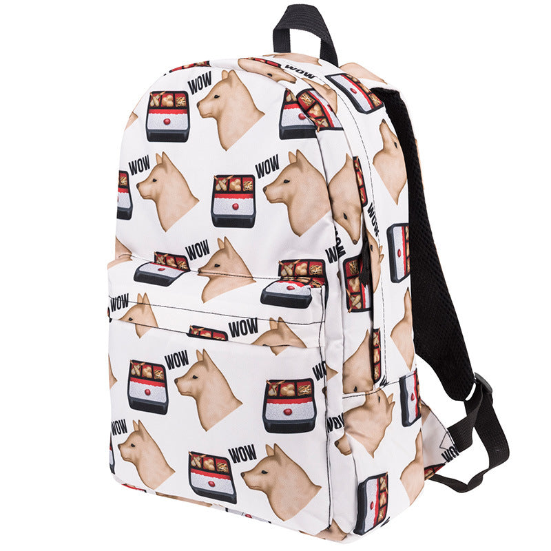 Printed Backpack Student School Bag European And American Canvas Bag