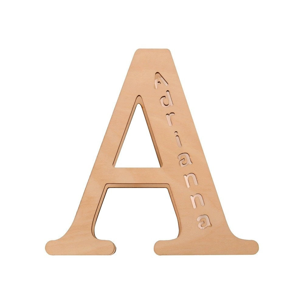 Hollow-Engraved Wooden Alphabet LED Night Light