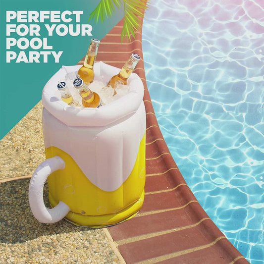 Large Inflatable Beer Mug Drink Cooler For Adults Parties 2 In1 Drink Floatie And Party Supplies Great Toy For Beach Pool And Jacuzzi