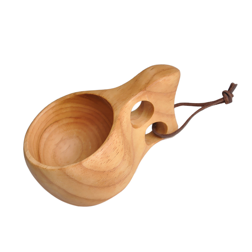 Nordic Rubber Wood Water Cup With Handle Portable Creative