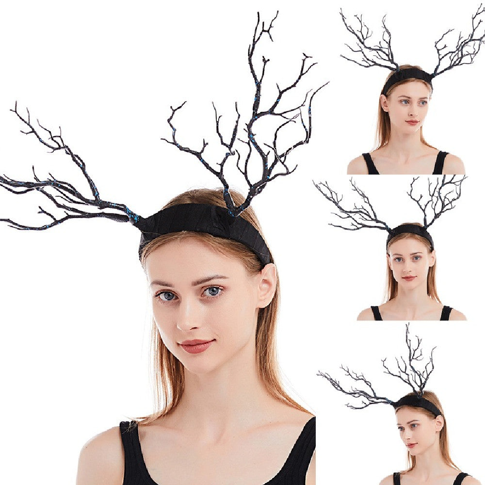 Hair Accessories Vintage Women Halloween Fairy Tale Flower Feathers Headband Retro Tree Branch Deer Ears Antlers Head Bands