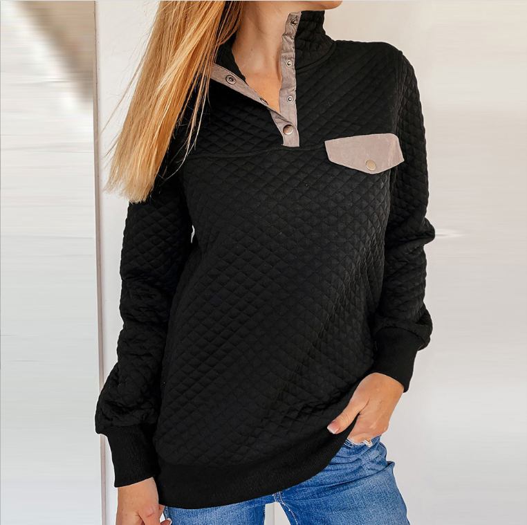 Casual Long-sleeved Solid Color Stand-up Collar Sweater