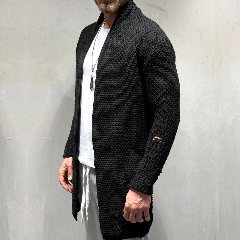 Men's mid-length cardigan sweater