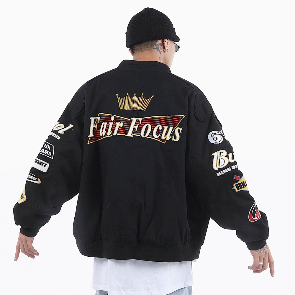 Men's Hip Hop Letter Embroidered Thick Jacket