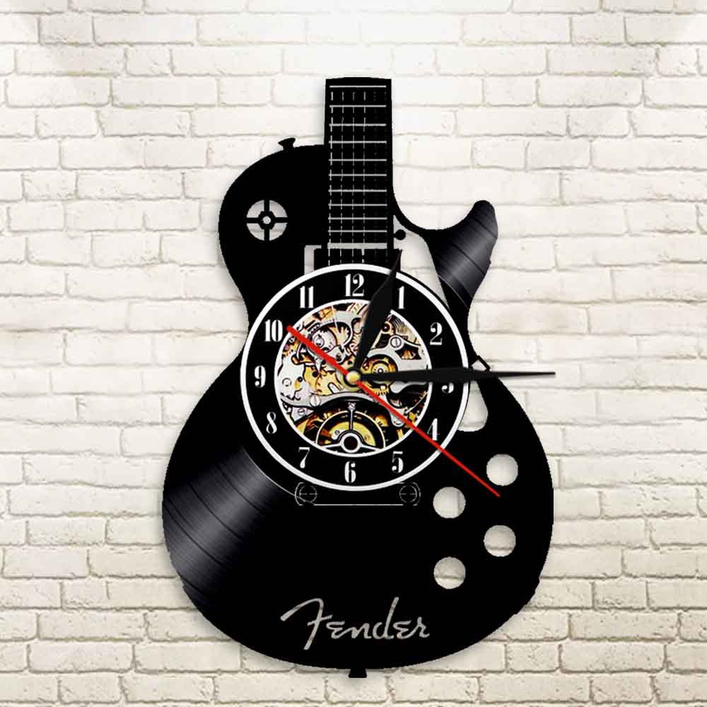 Living Room Study Retro Guitar Vinyl Record Wall Clock