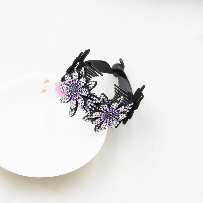 Rhinestone Flower Plate Hair Tie