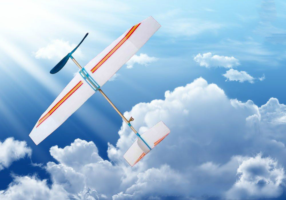 Double - wing rubber - powered aircraft