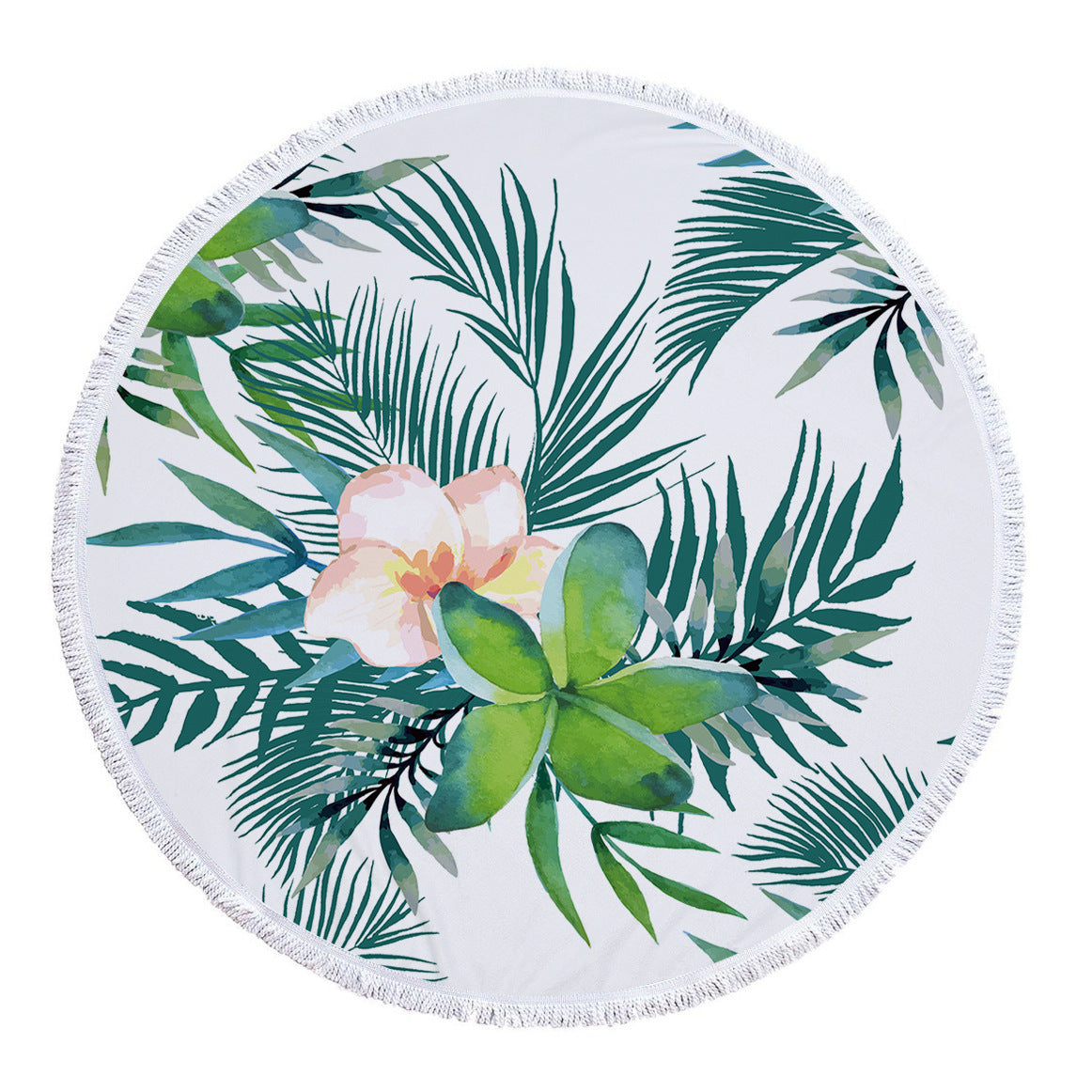 Microfiber Print Tropical Leaves Round Beach Towel