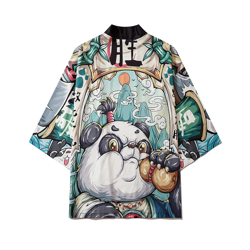 Cartoon Print Three-quarter Sleeve Loose Thin Lining Coat