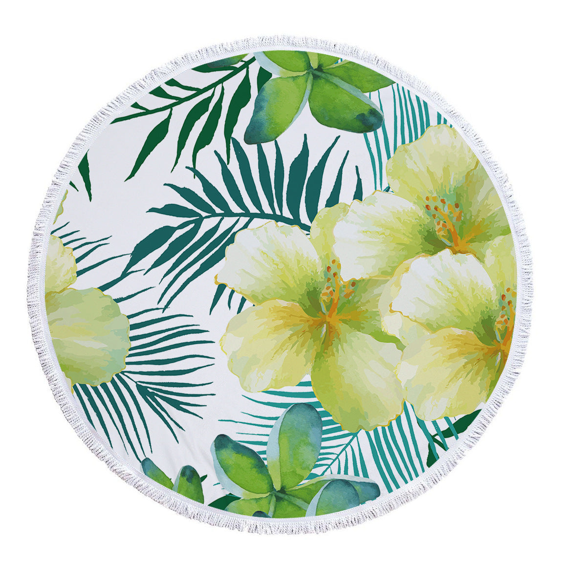 Microfiber Print Tropical Leaves Round Beach Towel