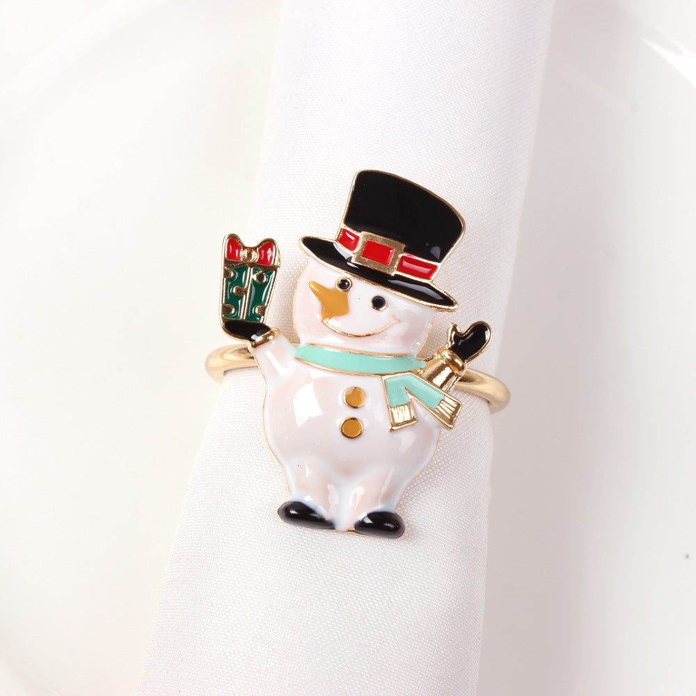 Elk Flower Christmas Tree Napkin Rings Bells