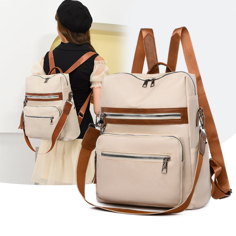 New Casual Women's PU Backpack Fashion Large Capacity